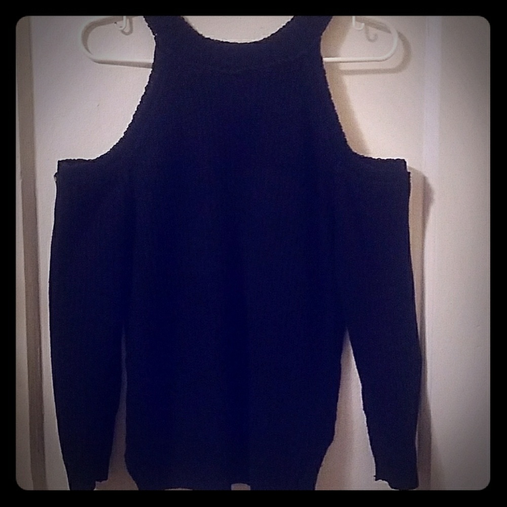 Black Open Shoulder Sweater
